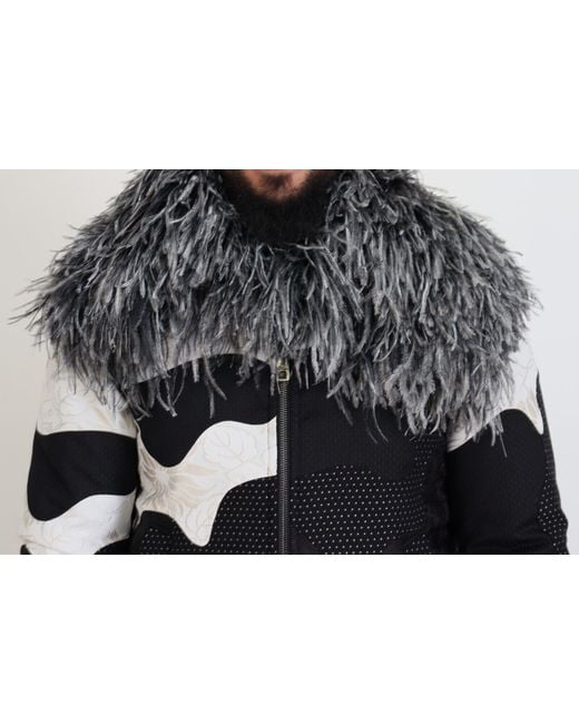 Dolce & Gabbana Gray Elegant Shearling Zip Jacket for men