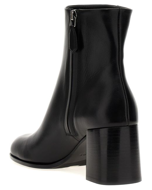 Prada Black Brushed Calf Leather Ankle Boots Shoes
