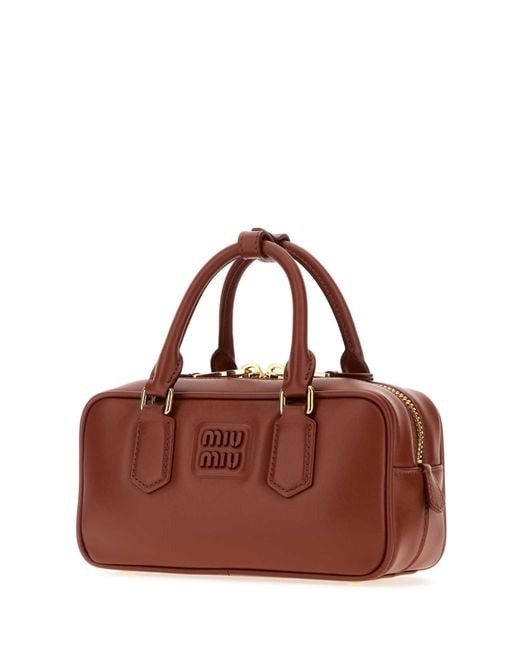 Miu Miu Brown Copper Leather Arcadie Handbag