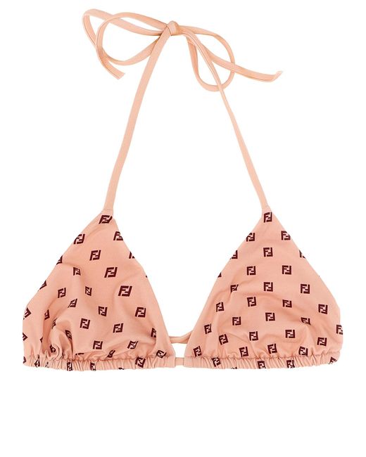 Fendi Pink Foulard Printed Halterneck Bikini Top