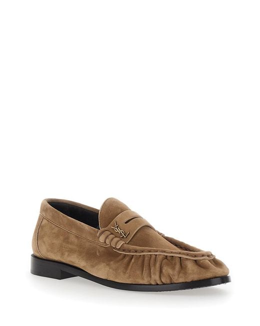 Saint Laurent Brown Loafers Le Loafer Suede