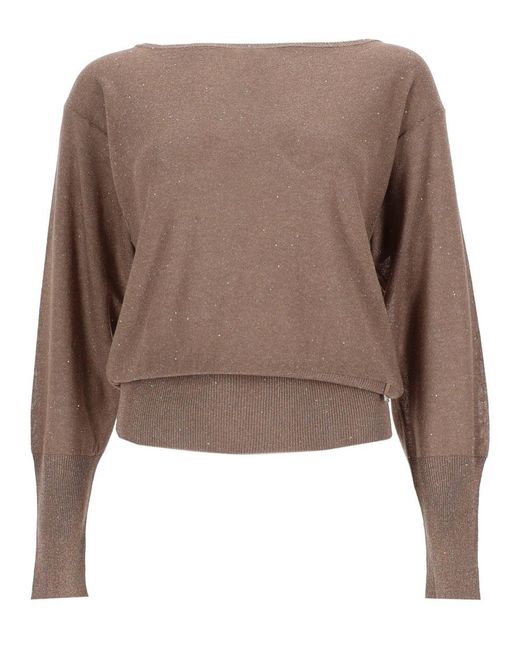 Herno Brown Sequined Shirt Viscose Jumpers