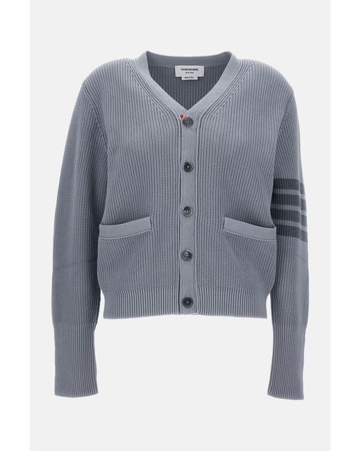 Thom Browne Blue V Neck Cardigan for men