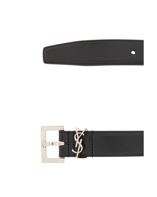 Saint Laurent Ysl Cassandre Belt in Black for Men | Lyst