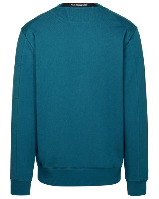 C P Company Blue Diagonal Raised Fleece Cotton Sweatshirt for men