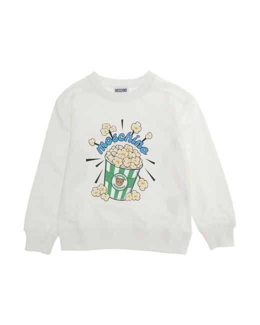 Moschino White Crewneck Sweatshirt Cotton Hoods & Sweatshirts for men