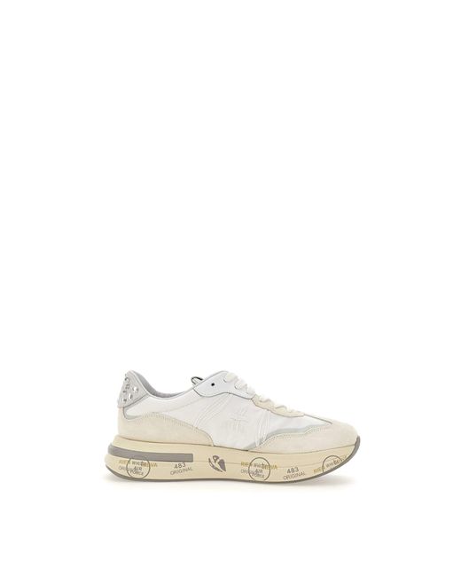 Premiata White Cassie 6717 Leather And Fabric Sneakers