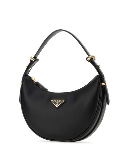 Prada Black Leather Arquã¨ Handbag