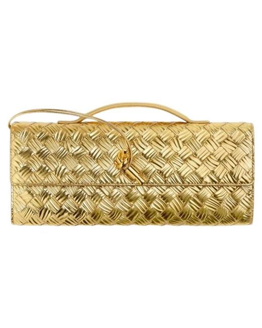 Bottega Veneta Woven Metallic Clutch Purse
