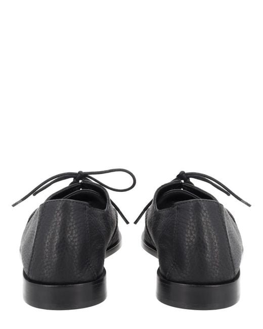 Hereu Black Leather Lace-Up Moccasin Shoes