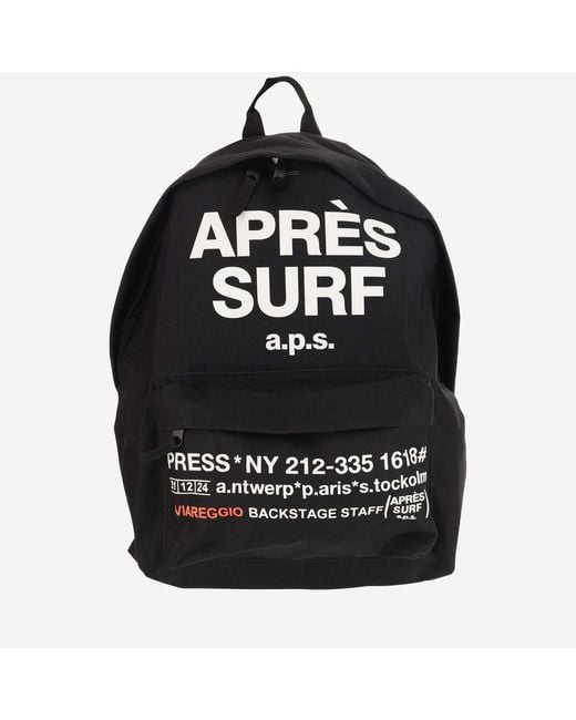 APRÈS SURF Black Technical Fabric Backpack With Logo Polyester Backpacks for men