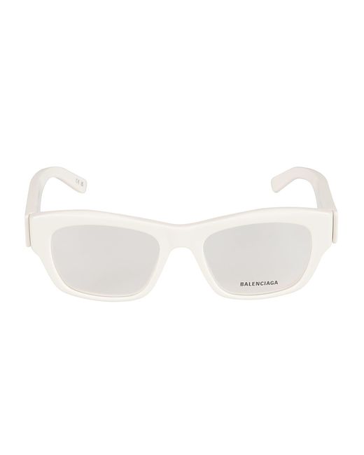 Balenciaga White Square Frame Logo Sided Glasses
