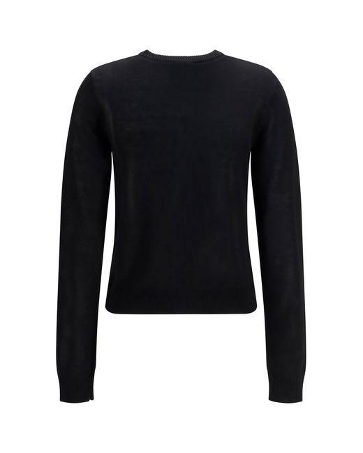 Ganni Black Cardigan Diamond Pattern Cotton