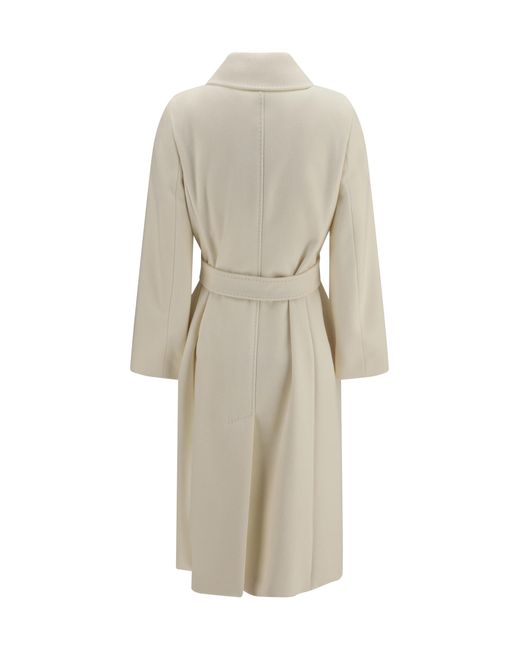 Max Mara White Double Breasted Wool Coat