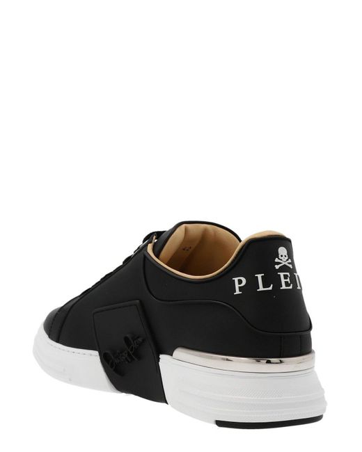Philipp Plein Black Hexagon Lace-Up Sneakers for men