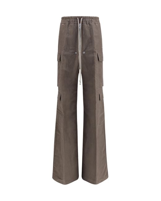 Rick Owens Brown Cargobelas Pants Ramie; Cotton for men