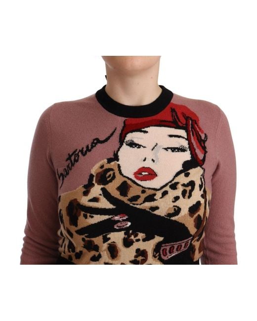 Dolce & Gabbana Pink Cashmere Crewneck Sartoria Pullover Sweater Clothing
