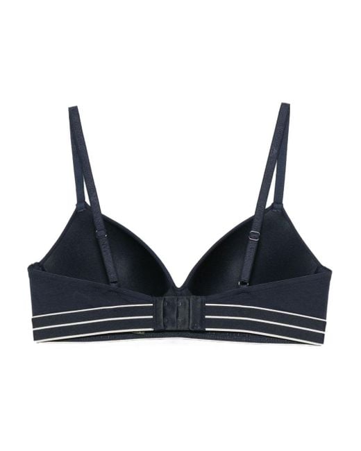 Emporio Armani Blue Logo-Embellishment Bra