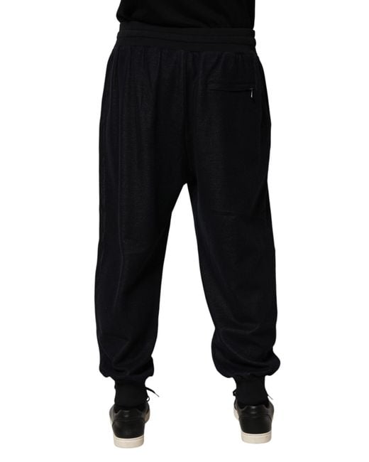 Dolce & Gabbana Black Cotton Blend Drawstring Jogger Pants Co+Pl for men