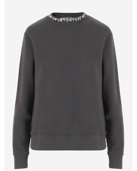 Golden Goose Deluxe Brand Gray Cotton Sweatshirt With Crystals