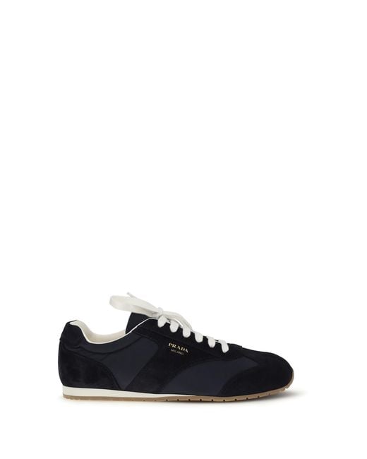 Prada Black Sneakers Suede And Fabric Lace-Up Shoes for men