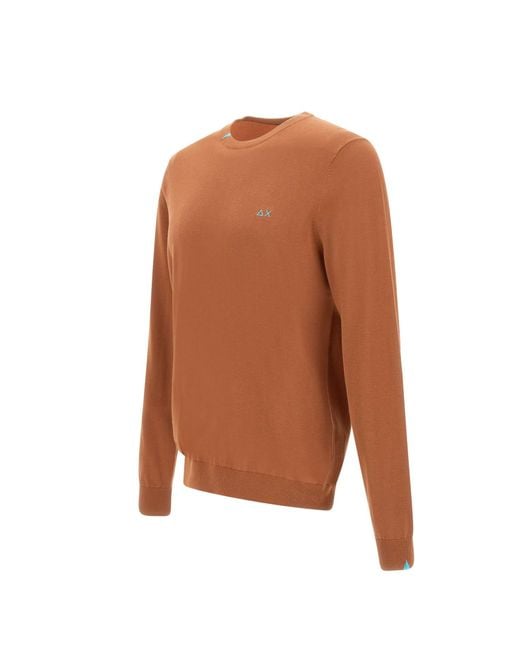 Sun 68 Brown Solid Cotton Sweater for men