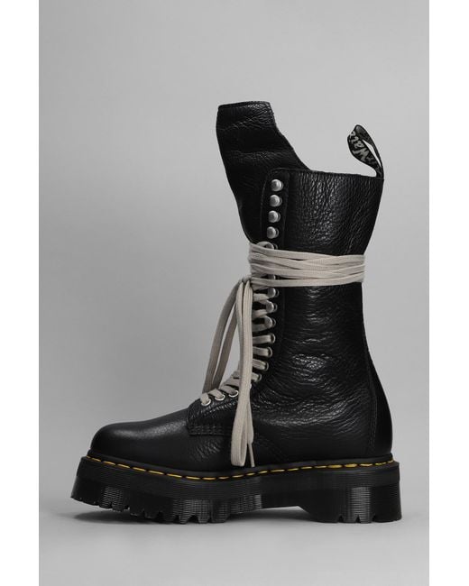 Rick Owens X Dr. Martens Combat Boots In Black Leather for Men | Lyst