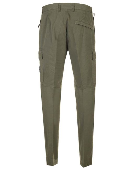 Stone Island Green Supima Cotton Cargo Trousers for men