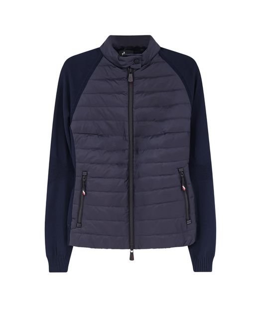 Moncler Blue Padded Stretch Viscose Blend Cardigan