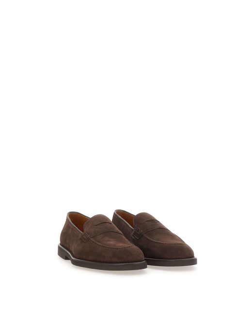 Doucal's Brown Wash Suede Moccasins for men