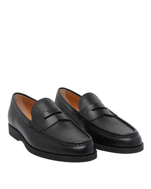 Tod's Black Tods Flat Shoes Calf Leather/Rubber Sole for men