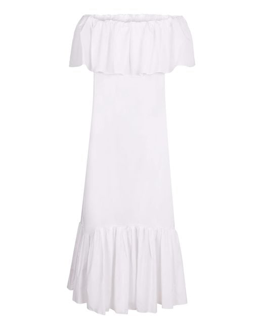 Max Mara White Petali Poplin Maxi Dress