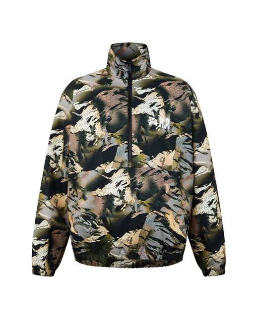 Heron Preston Green Nylon Camo Logo Tape Windbreaker Jacket Clothing Coats for men
