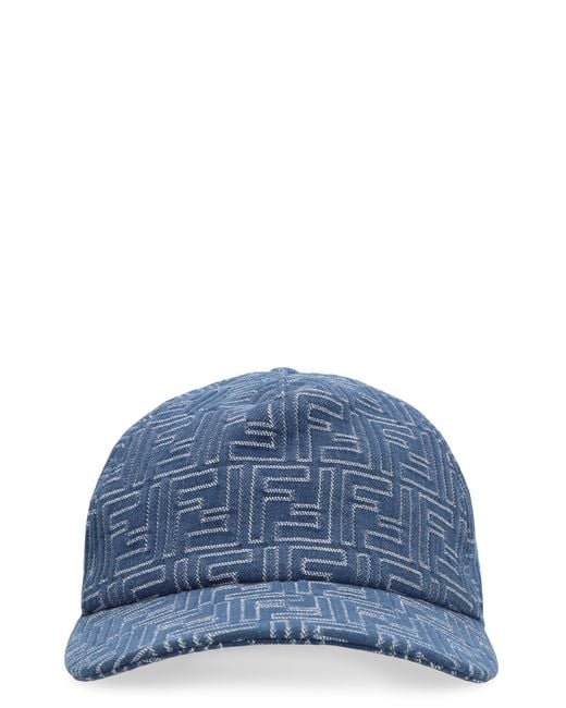 Fendi Blue Baseball Cap Denim Cotton Hat for men