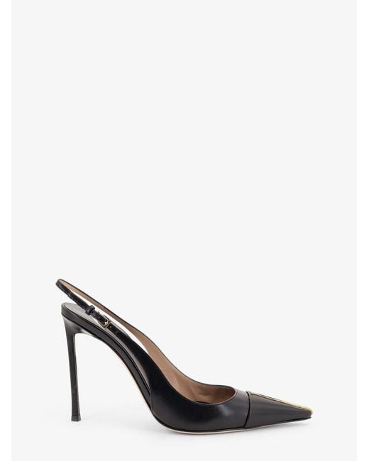 Tom Ford Black Leather Pumps With Metal T Logo Detail