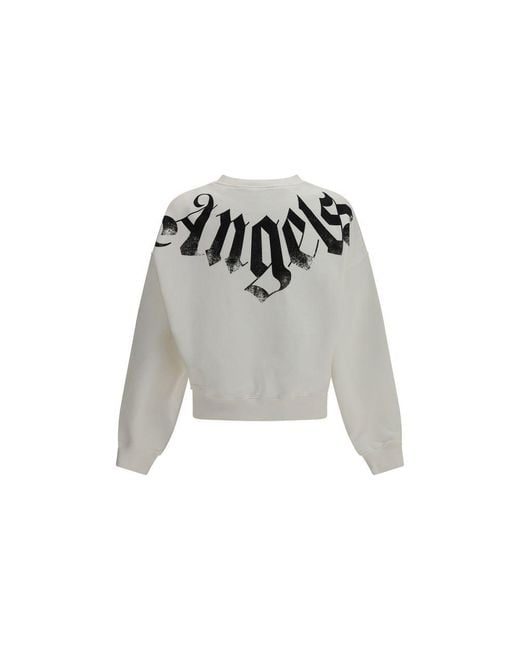 Palm Angels Gray White Cotton Sweatshirt for men