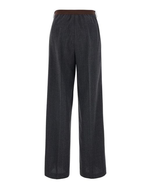 Jucca Blue Trousers Striped Wool-Blend Wool Blend