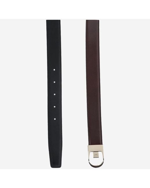 Saint Laurent Black Smooth Leather Reversible Belt Calfskin