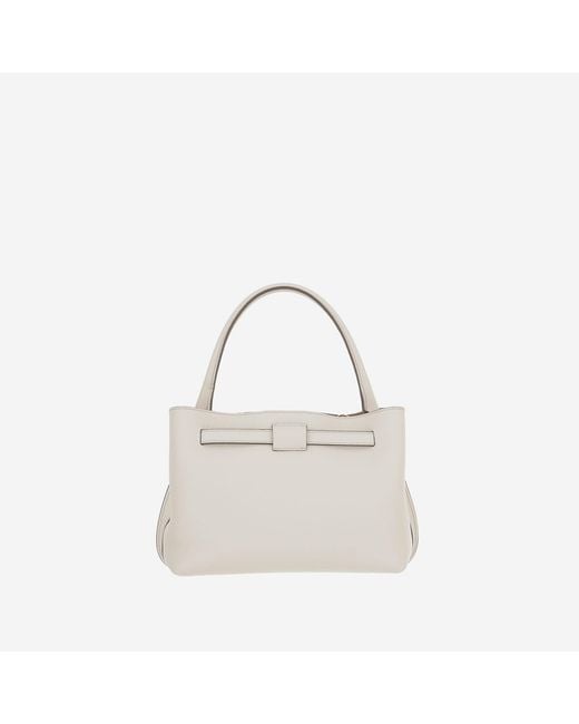 Tod's White Top Handle Leather Bag Calfskin Shoulder