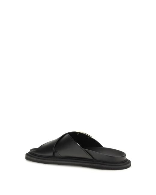 Moschino Black Leather Sandals Calf for men