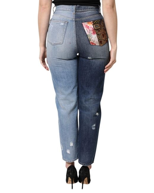 Dolce & Gabbana Black Patchwork High Waist Denim Jeans
