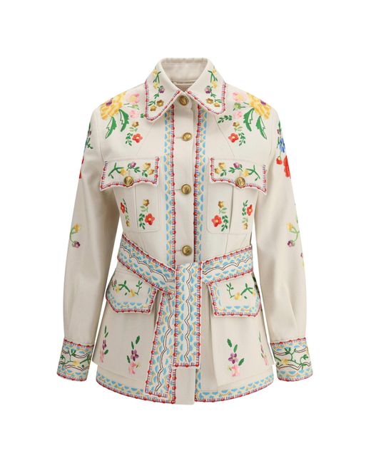 Valentino White Embroidered Denim Jacket