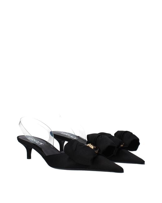 Versace Black Satin Flat Sandals