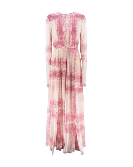 Philosophy Di Lorenzo Serafini Pink Floral-print Tulle Maxi Dress