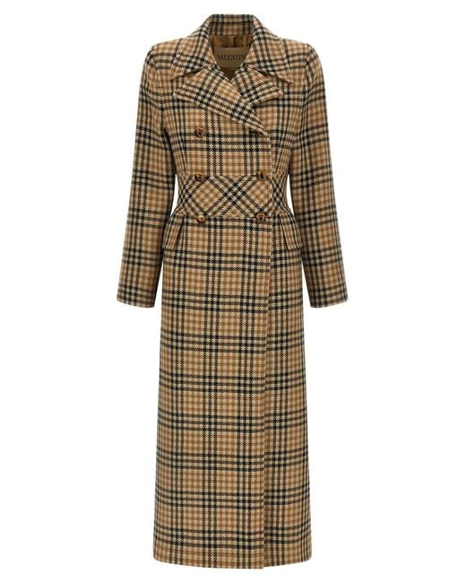 Valentino Garavani Natural Houndstooth Wool Coat Virgin Coats, Trench