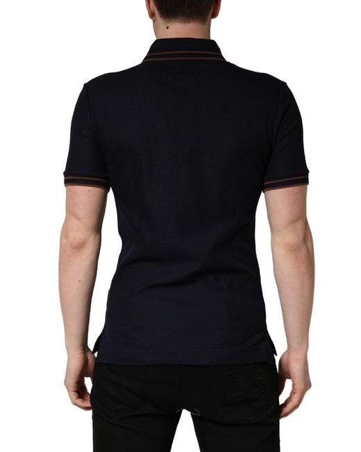 Dolce & Gabbana Black Dark Silk Short Sleeve Polo T-Shirt for men