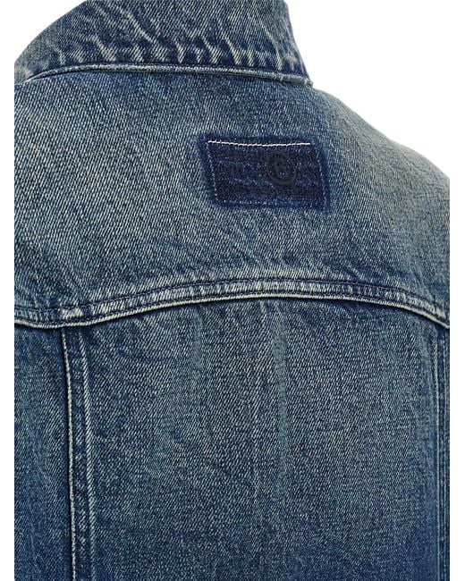 MM6 by Maison Margiela Blue Numeric Signature Mm6 Jacket Cotton Down Jacket, Parka, Casual