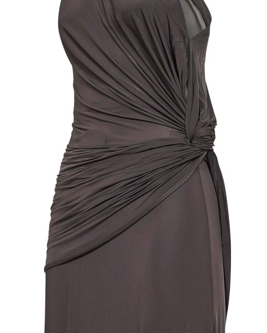 Alex Perry Gray Dress Twisted One-Shoulder Viscose