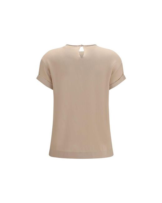 Brunello Cucinelli Natural Beige Elastane Blouse