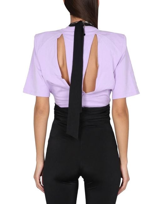 The Attico White T-Shirt Jewel With Cut-Out Detail Cotton T-Shirts